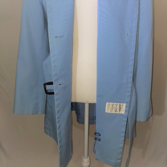 vintage Blue button Belted Trench coat fully lined - Picture 5 of 8
